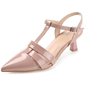 Journee Pointed Toe Kitten Heel Strappy Buckle Ankle Strap Pump for Women - Jazlynn Slingback Fashion Shoe