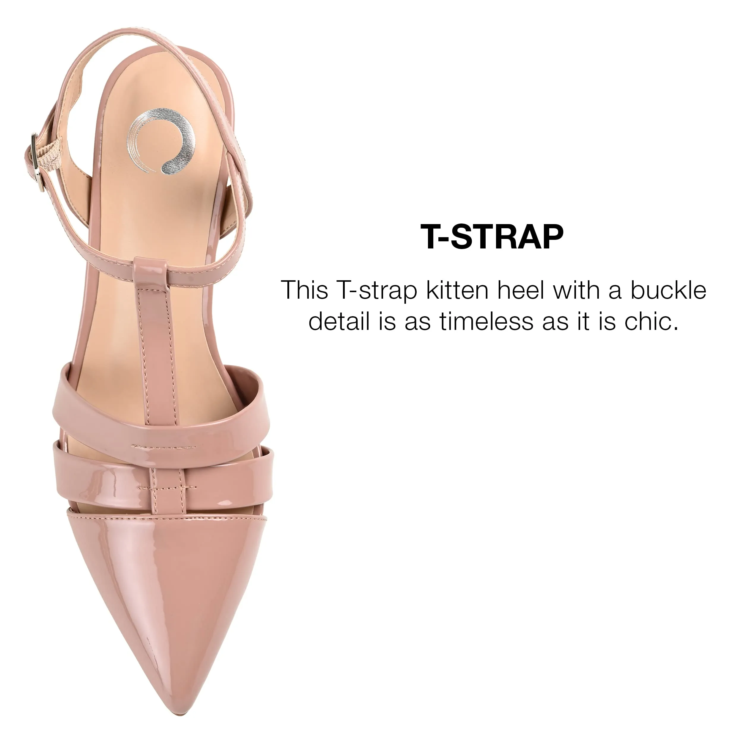 Journee Pointed Toe Kitten Heel Strappy Buckle Ankle Strap Pump for Women - Jazlynn Slingback Fashion Shoe