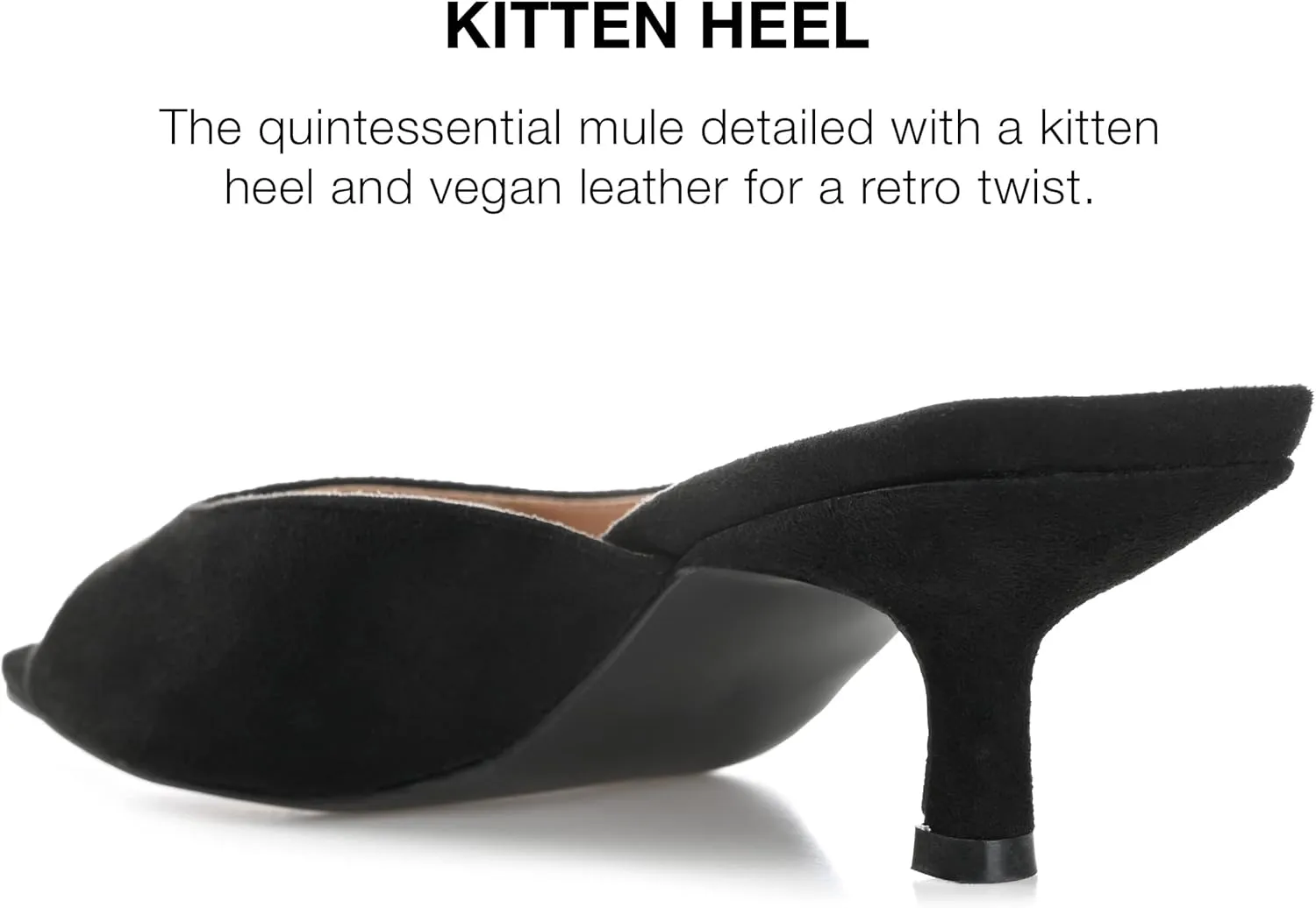 Journee Square Open Toe Kitten Heel Pump for Women - Larna Slip-On Heeled Fashion Sandal