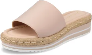 Journee Womens Braided Espadrille Wedge Heel Open Round Toe Slip On Neoprene Rosey Platform Slide Sandal Blush, 7.5