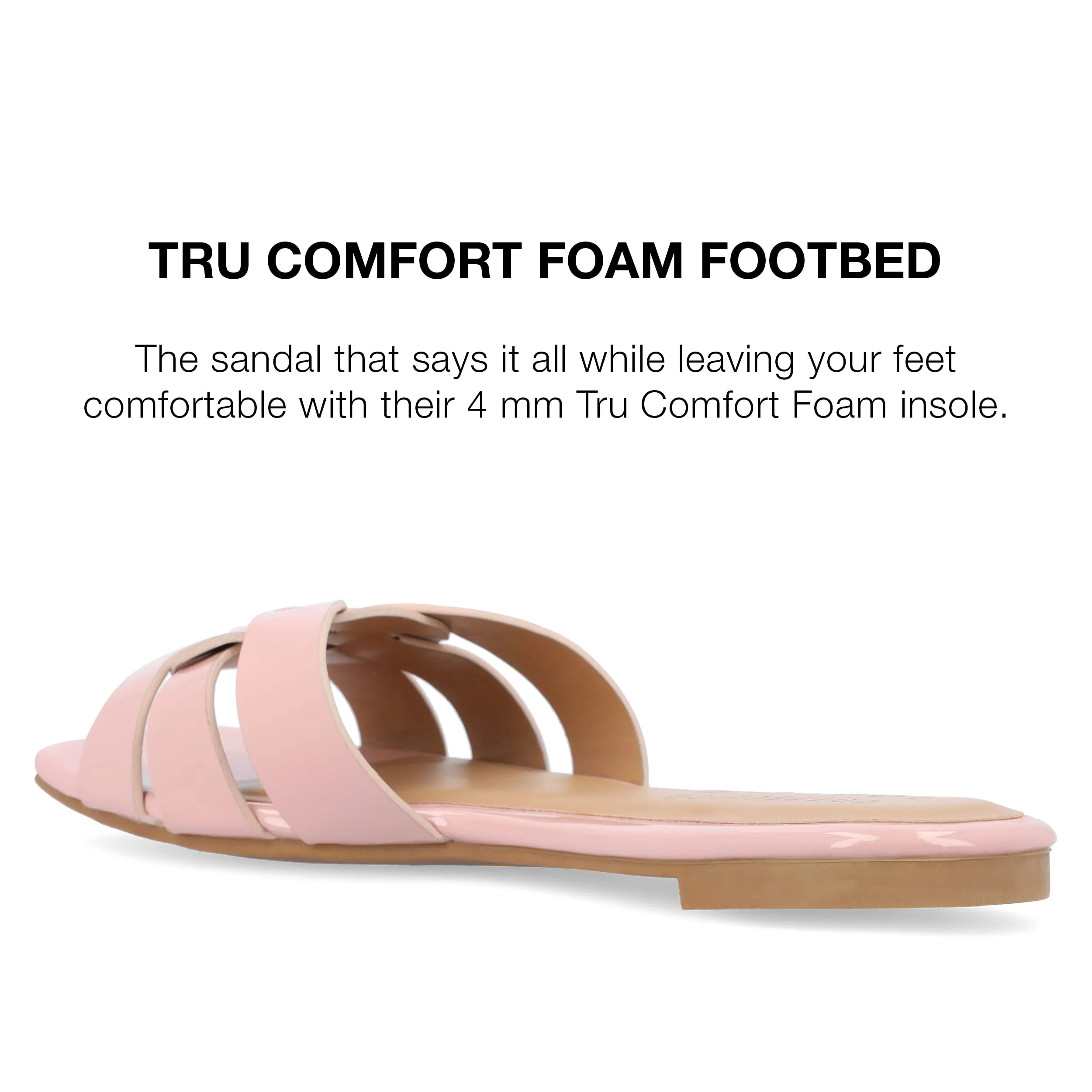 Journee Womens Flat Open Square Toe Fashion Banded Sandal Comfortable Dressy Slip On Arrina Slide Blush 9 Medium Womens US