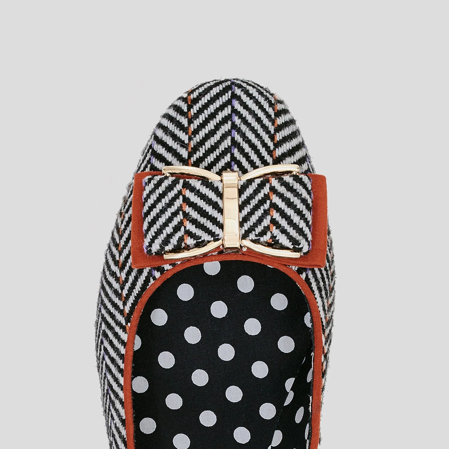 June Tweed Fabric Low Heel Pumps by Ruby Shoo