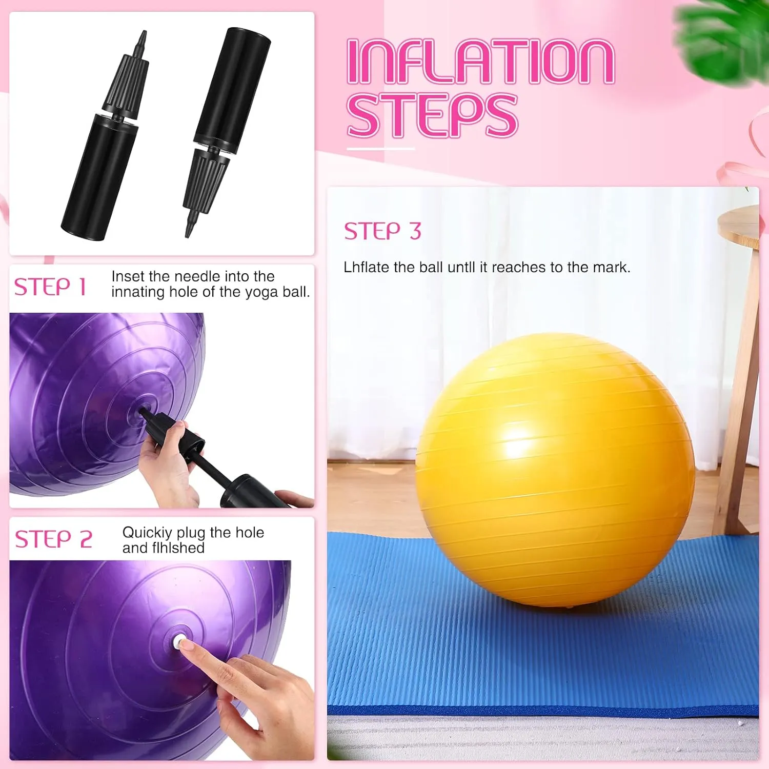 Junkin 6 Pcs Exercise Yoga Ball Bulk for Yoga Chairs Heavy Duty for Balance Include Pump for Stretching Physical Posture Improves Balance