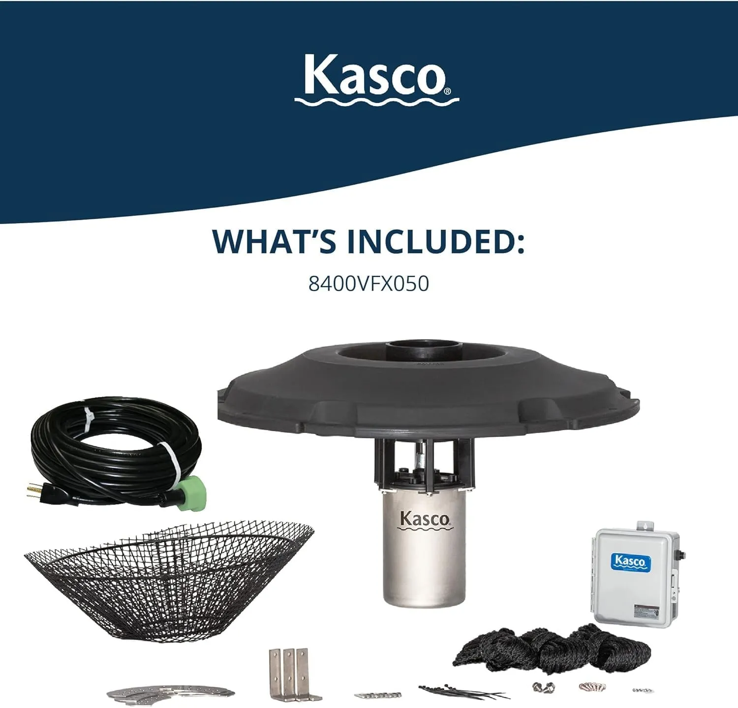 Kasco VFX Series Aerating Pond Fountain - 2 Horse Power 240V Single Phase with 50 ft Electric Power Cord | Pond Aerator Pump for Ponds & Lakes | Efficient Pond Aeration Systems