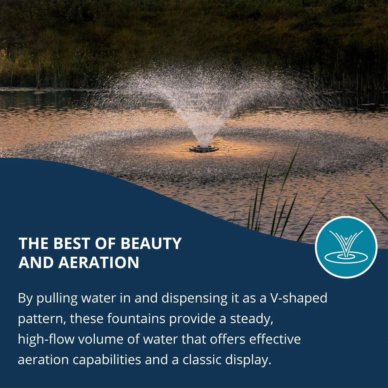Kasco VFX Series Aerating Pond Fountain - 2 Horse Power 240V Single Phase with 50 ft Electric Power Cord | Pond Aerator Pump for Ponds & Lakes | Efficient Pond Aeration Systems