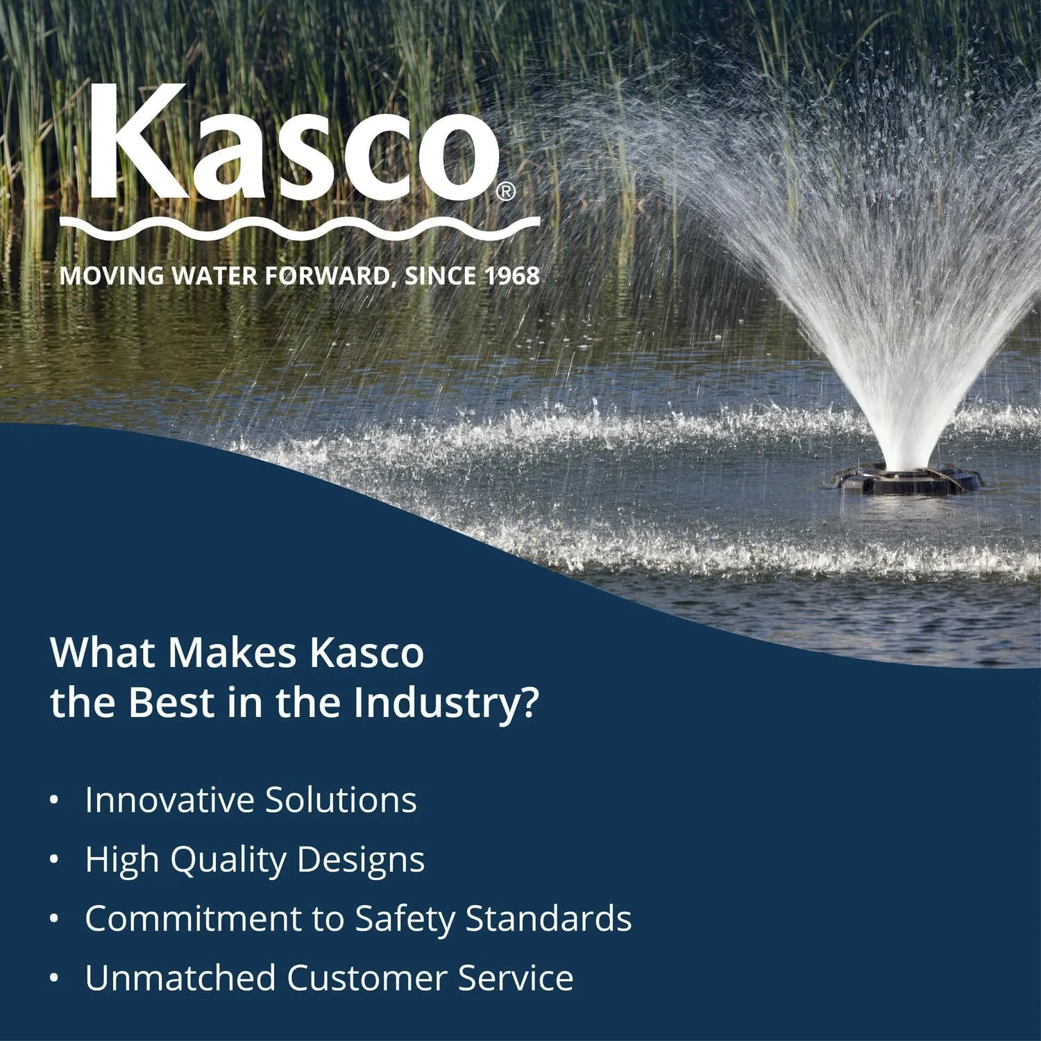Kasco VFX Series Aerating Pond Fountain - 2 Horse Power 240V Single Phase with 50 ft Electric Power Cord | Pond Aerator Pump for Ponds & Lakes | Efficient Pond Aeration Systems
