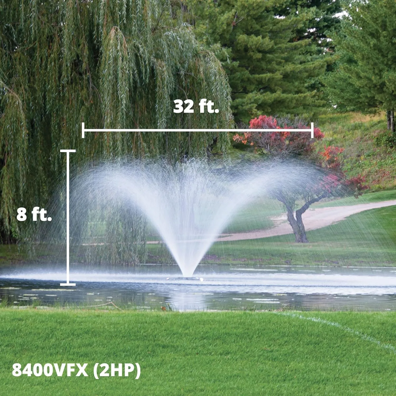 Kasco VFX Series Aerating Pond Fountain - 2 Horse Power 240V Single Phase with 50 ft Electric Power Cord | Pond Aerator Pump for Ponds & Lakes | Efficient Pond Aeration Systems