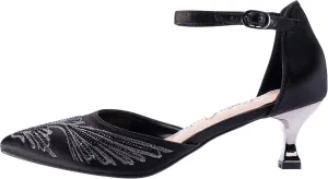 Kate Open Side Instep Strap Embroidered Pumps