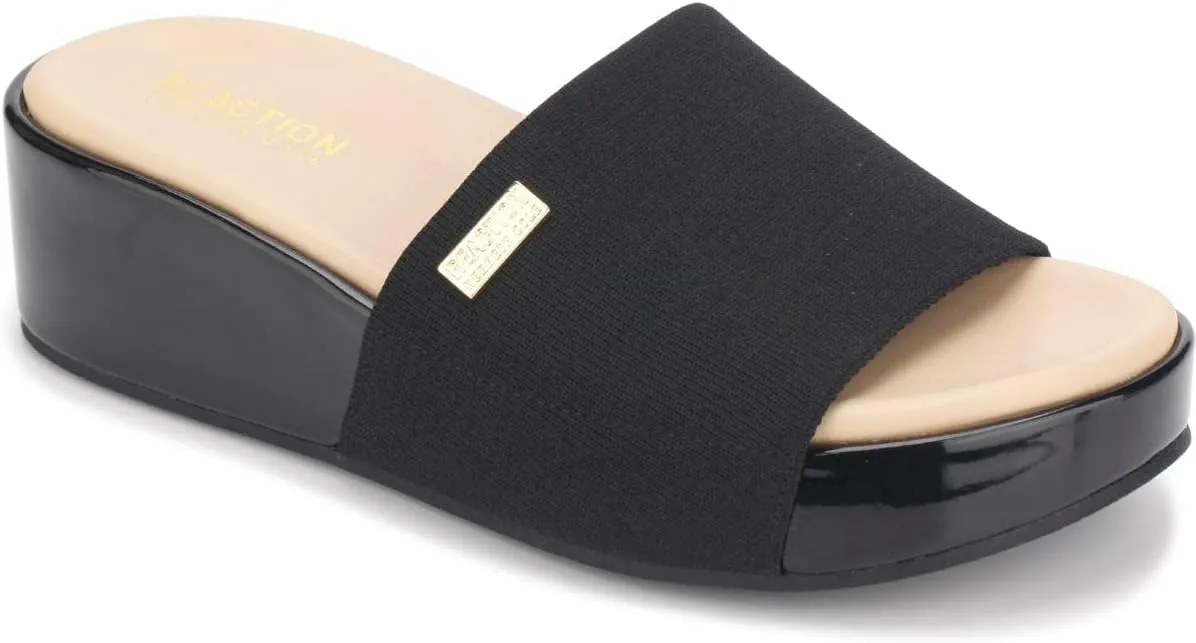 Kenneth Cole Women's Maila Stretch Logo Slide Sandal Wedge