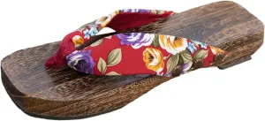 Ladies Summer Retro Toe Flower Ethnic Wooden Bottom Thick Bottom Outer Wear Beach Large Size Womens Leopard Sandals 8