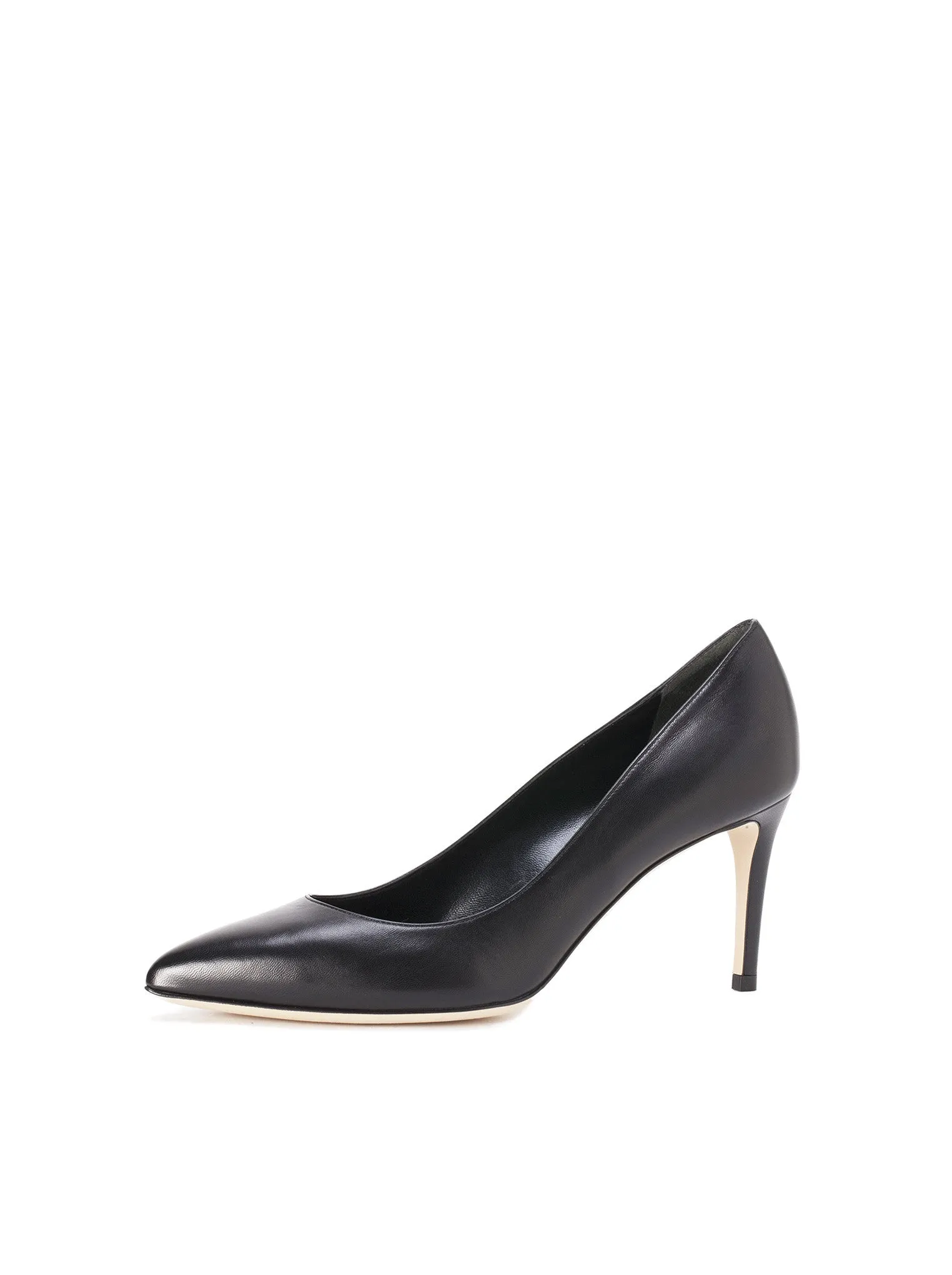 Leather Low-Heel Pump - Black