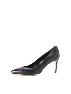 Leather Low-Heel Pump - Black