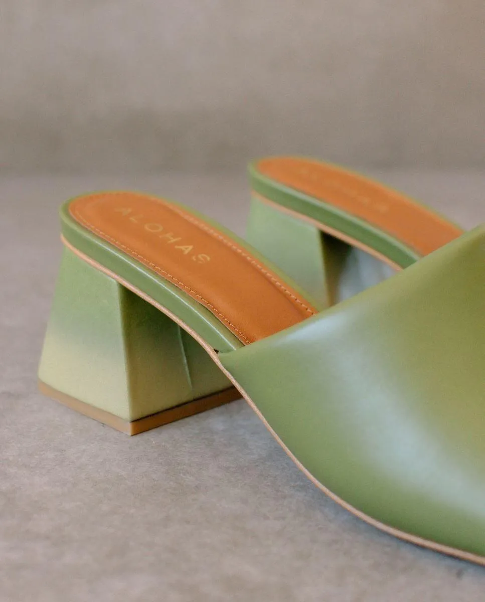 leather sandals - brushed - evergreen