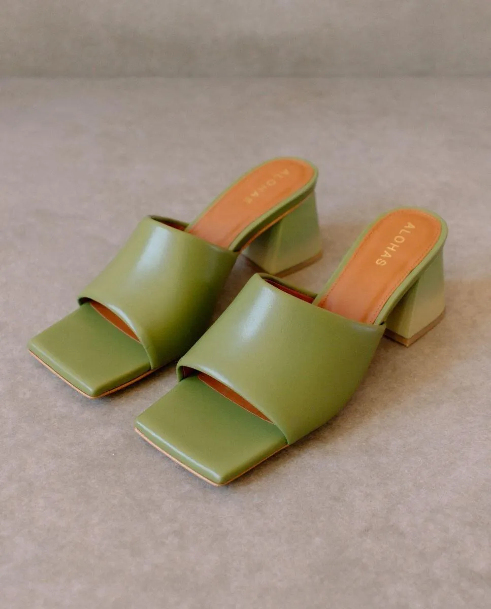 leather sandals - brushed - evergreen