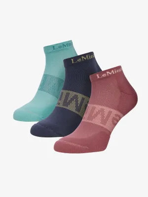 LeMieux Trainer Socks 3 Pack Rosewood / Dusk / Aqua