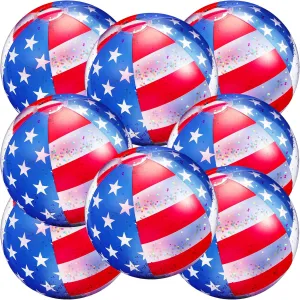 Lewtemi Patriotic Inflatable Glitter Beach Ball Confetti Pool Beach Balls 12 Inch USA Flag Swimming Pool Party Ball Independence Day Ball for Adults Summer Beach, Pool and Party Favor