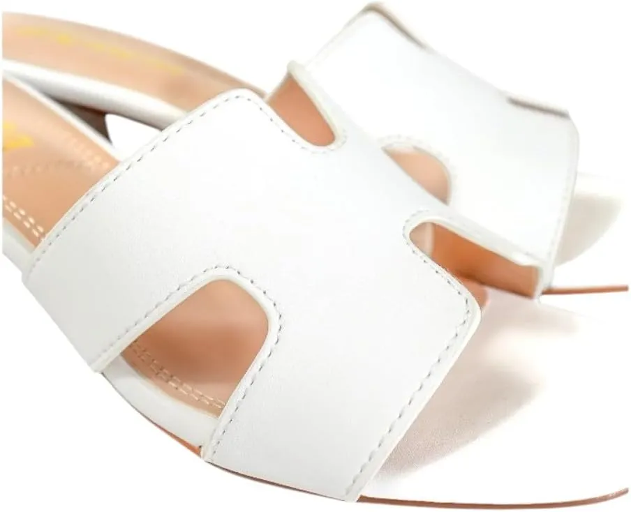 Liliana Women's Square Open Toe Chunky Heeled Sandals Slip on Slides Summer Shoes