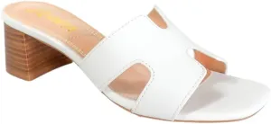 Liliana Women's Square Open Toe Chunky Heeled Sandals Slip on Slides Summer Shoes