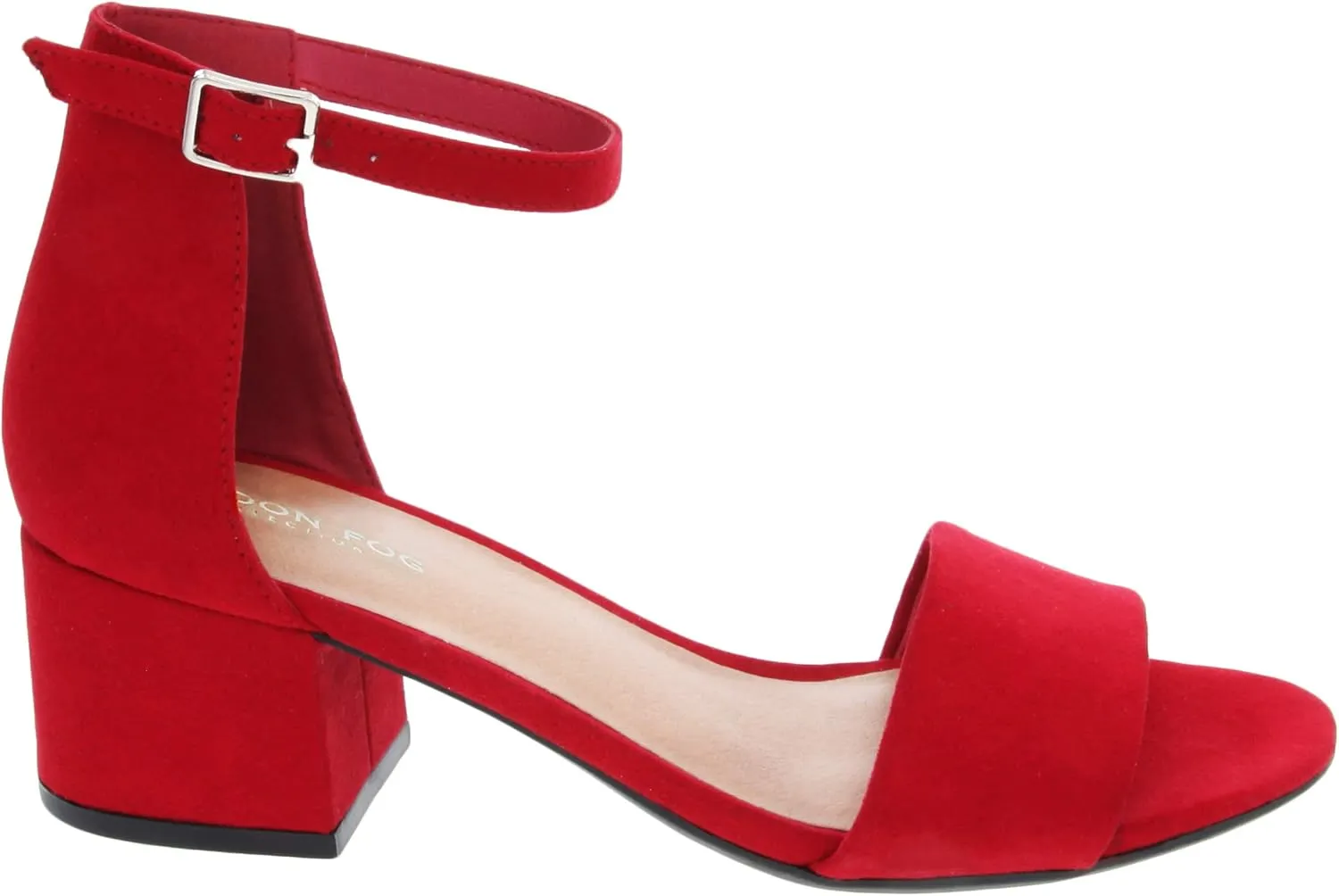 LONDON FOG Women's Nikki Low Two Piece Block Heel Dress Shoe Ladies Ankle Strap Pump Sandal