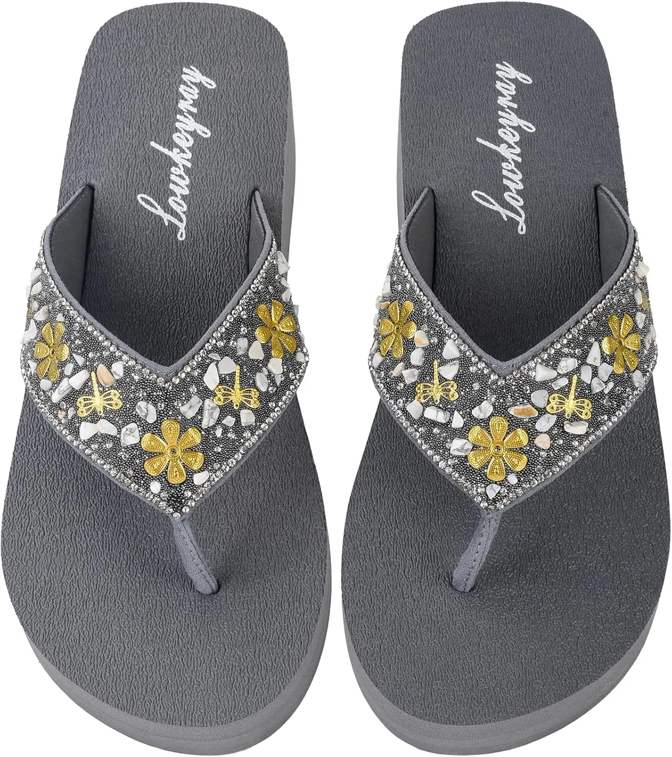 Lowkeyray Women's wedge flip flops Sandal