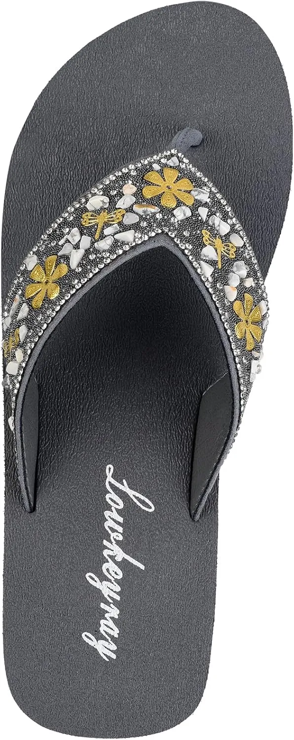 Lowkeyray Women's wedge flip flops Sandal