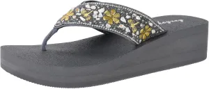 Lowkeyray Women's wedge flip flops Sandal