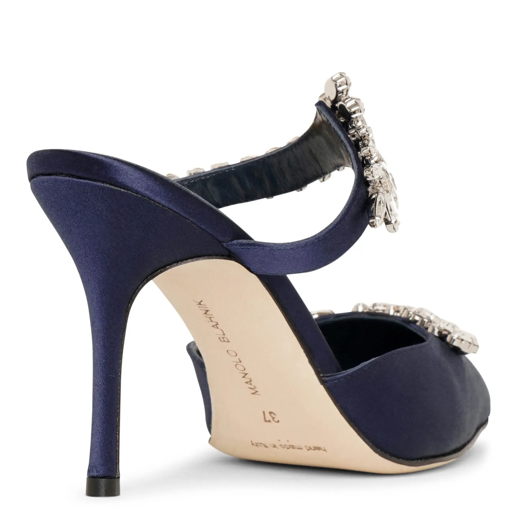 Lurum 90 navy satin mules