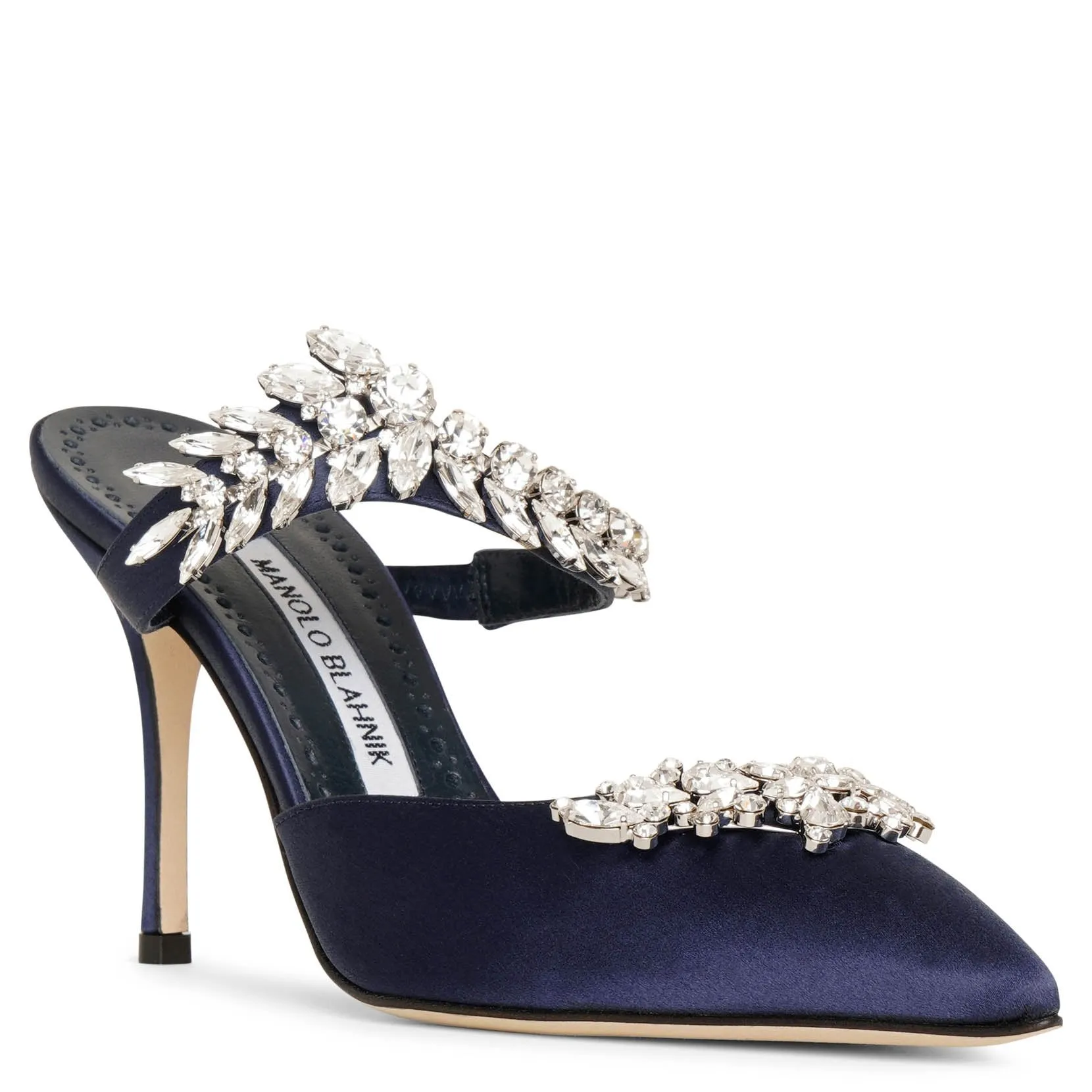 Lurum 90 navy satin mules