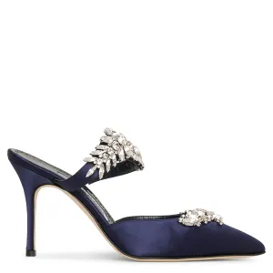 Lurum 90 navy satin mules