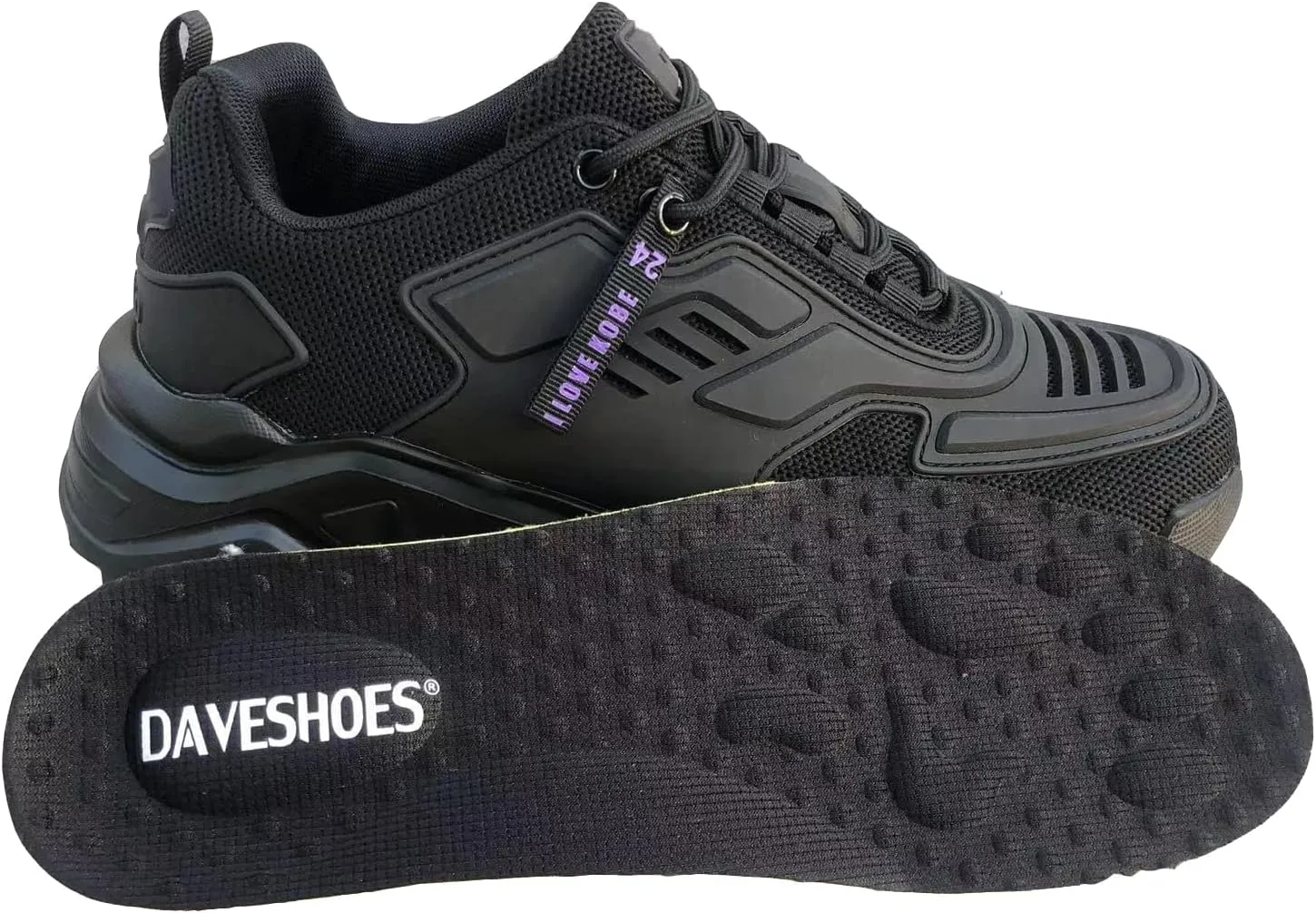 Mamba 24 Mens Wide Walking Shoes Height Increasing Luxury Mech Sneakers with Latex Insoles Mens Platform Shoes Hiptop Black Running Sport Shoes Male