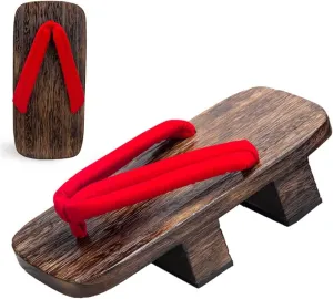 Men's Japanese Wooden Geta Sandals, Beach Flip Flops Men,Classic Fashion Mens Cosplay Geta Clogs Slippers, Geta Clogs Sandals Flip Flop Anti-Slip Platform Shoes