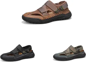 Men's leather cutout lace-up platform sport sandals Slip-On Hand Stitching Beach Sandals Outdoor Lightweight Drying Quick Athletic Sandals