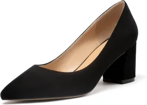 Mettesally Women's Block Heels Pointed Toe Middle Heel Pumps Comfort Walking Party Club Elegant Dress Shoes