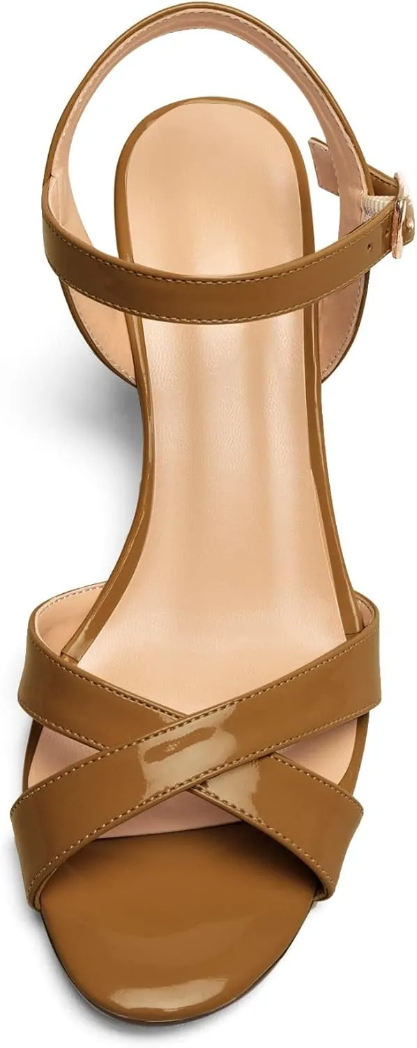 Mettesally Women's Classic Wedge Heel Sandals Ankle Strap Open Toe Slingback Summer Party Casual Shoes
