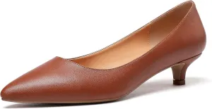 Mettesally Women's New Low Kitten Heel Pumps Pointed Closed Toe Slip On Dress Daily Office Shoes