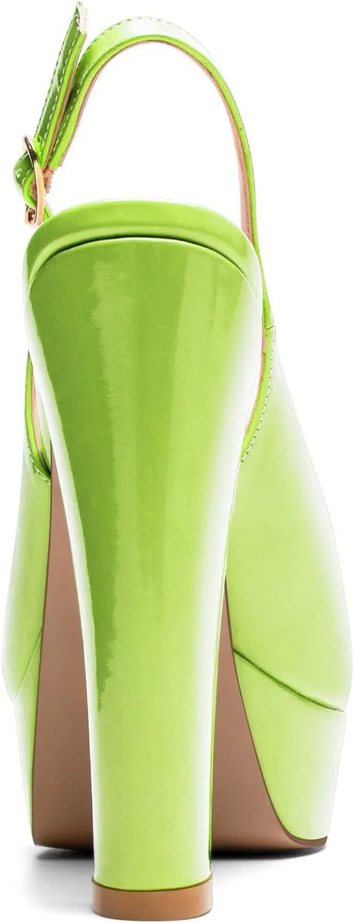 Mettesally Women's Peep Toe Sandals Chunky Platform Heeled Pumps Slingback Heels Summer Dress Shoes