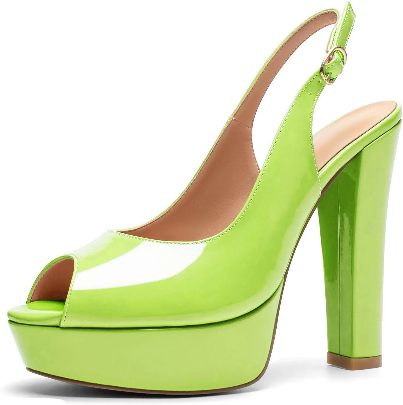 Mettesally Women's Peep Toe Sandals Chunky Platform Heeled Pumps Slingback Heels Summer Dress Shoes
