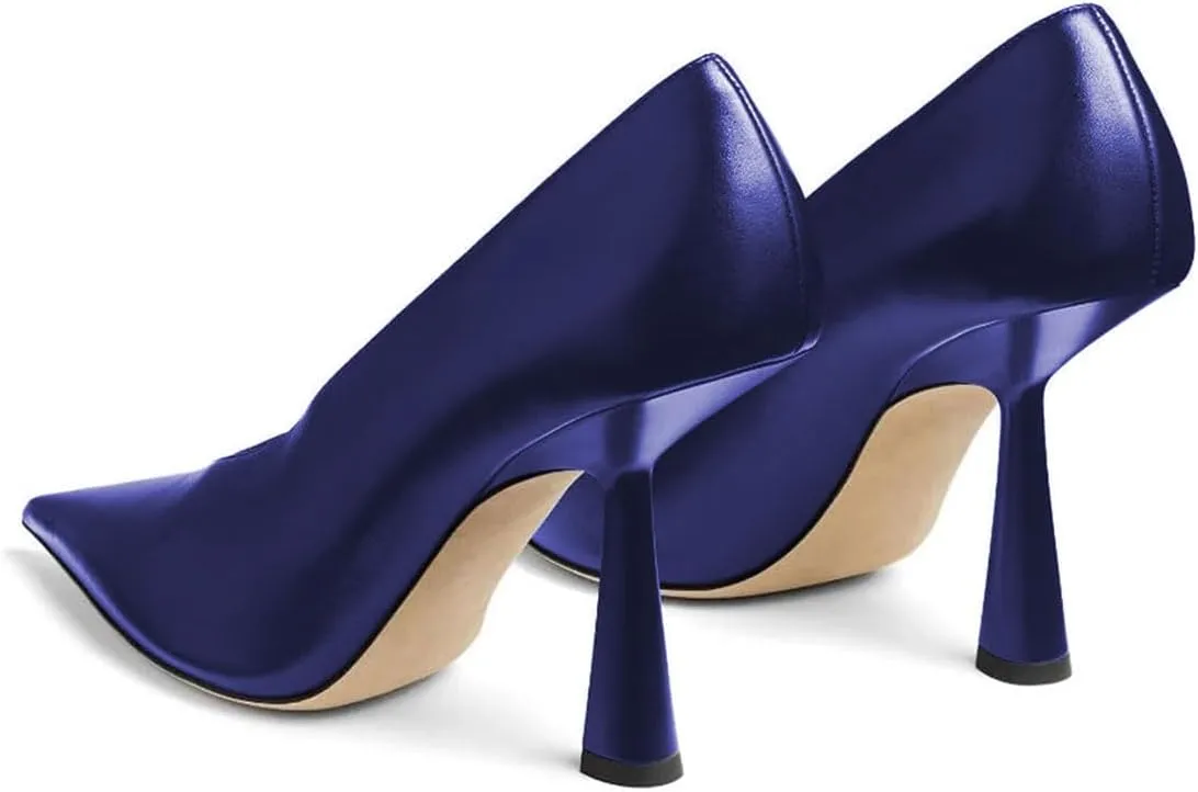 Milooey shoes Women Chic Pointed Toe Slip On Pump Sexy V Cut Stiletto High Heels Party Prom Dress Shoes Size 4-16 Us