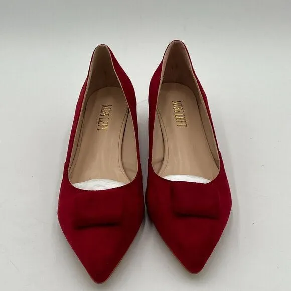 miss left Wine Low Heels Closed Pointy Toe Pump Kitten Heel Slip On Wedding Shoe