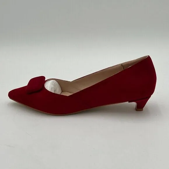 miss left Wine Low Heels Closed Pointy Toe Pump Kitten Heel Slip On Wedding Shoe