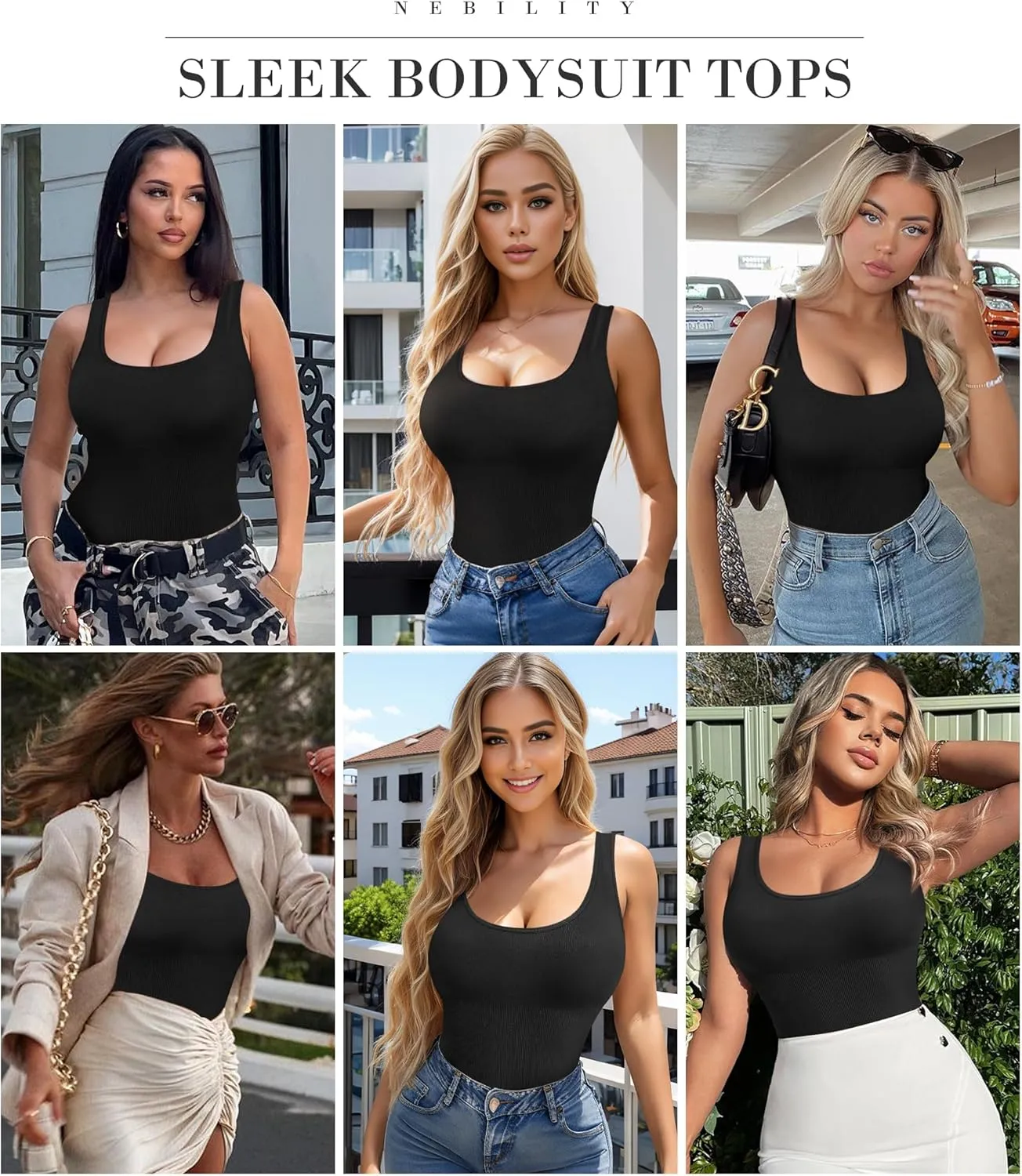 Nebility Womens' Waist Trainer Seamless Round Neck Tummy Control Shapewear Bodysuit
