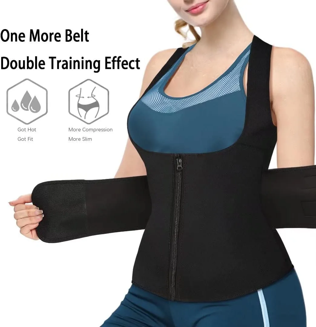 Neoprene Sauna Sweat Waist Trainer Corset Trimmer Vest for Women Tummy Control, Waist Cincher Body Shaper