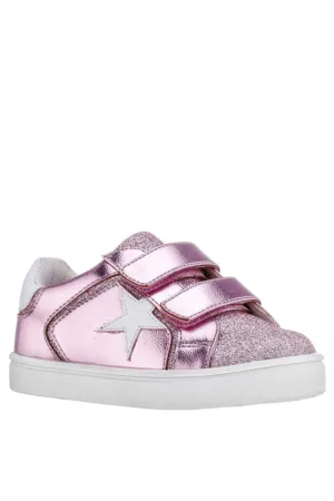NINA EVON-T VELCRO SNEAKER IN LIGHT PINK METAL
