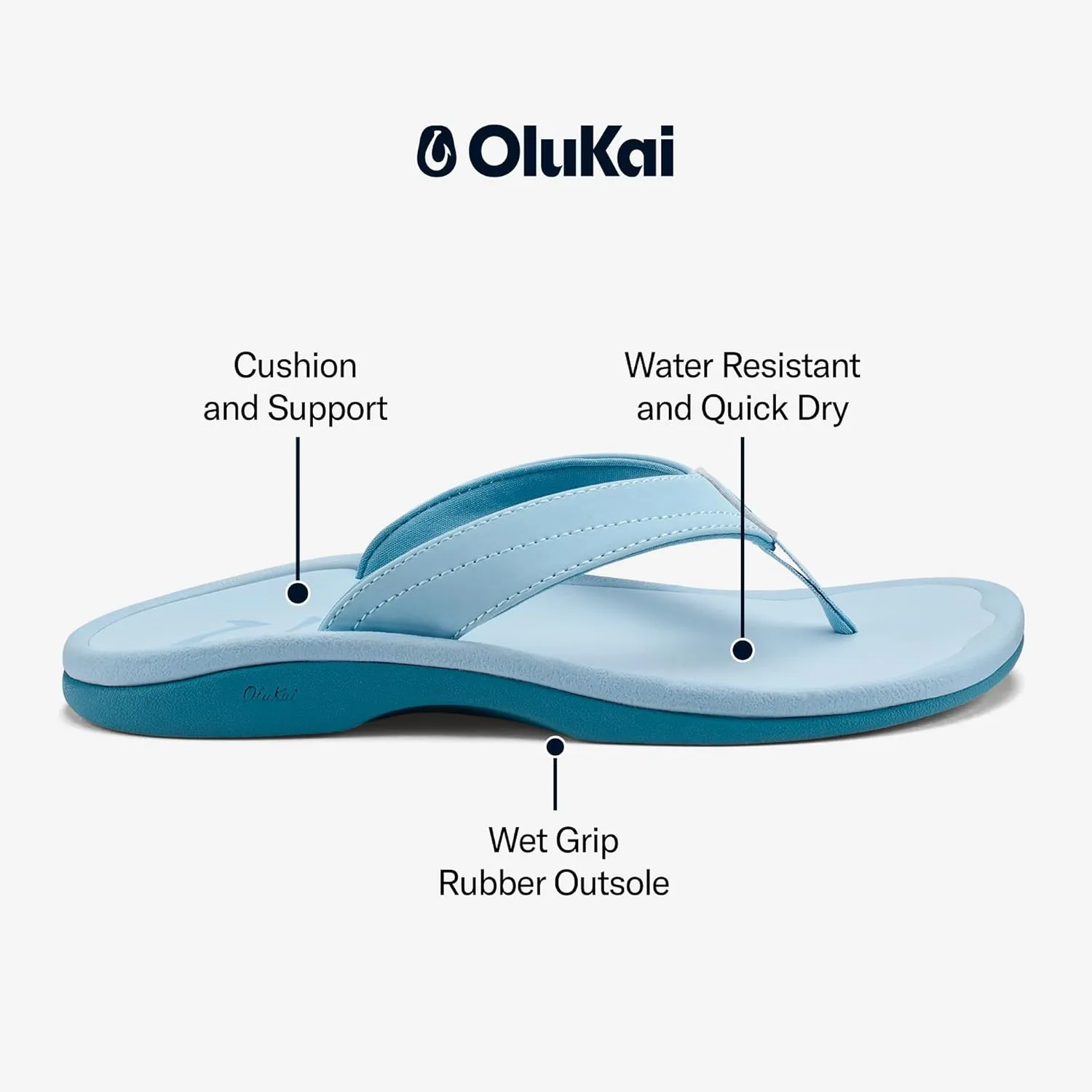 OLUKAI Ohana Women's Beach Sandals, Water Resistant Flip Flops, Arch Support & Comfort Fit, Lightweight & Durable, Enhanced Grip & Traction