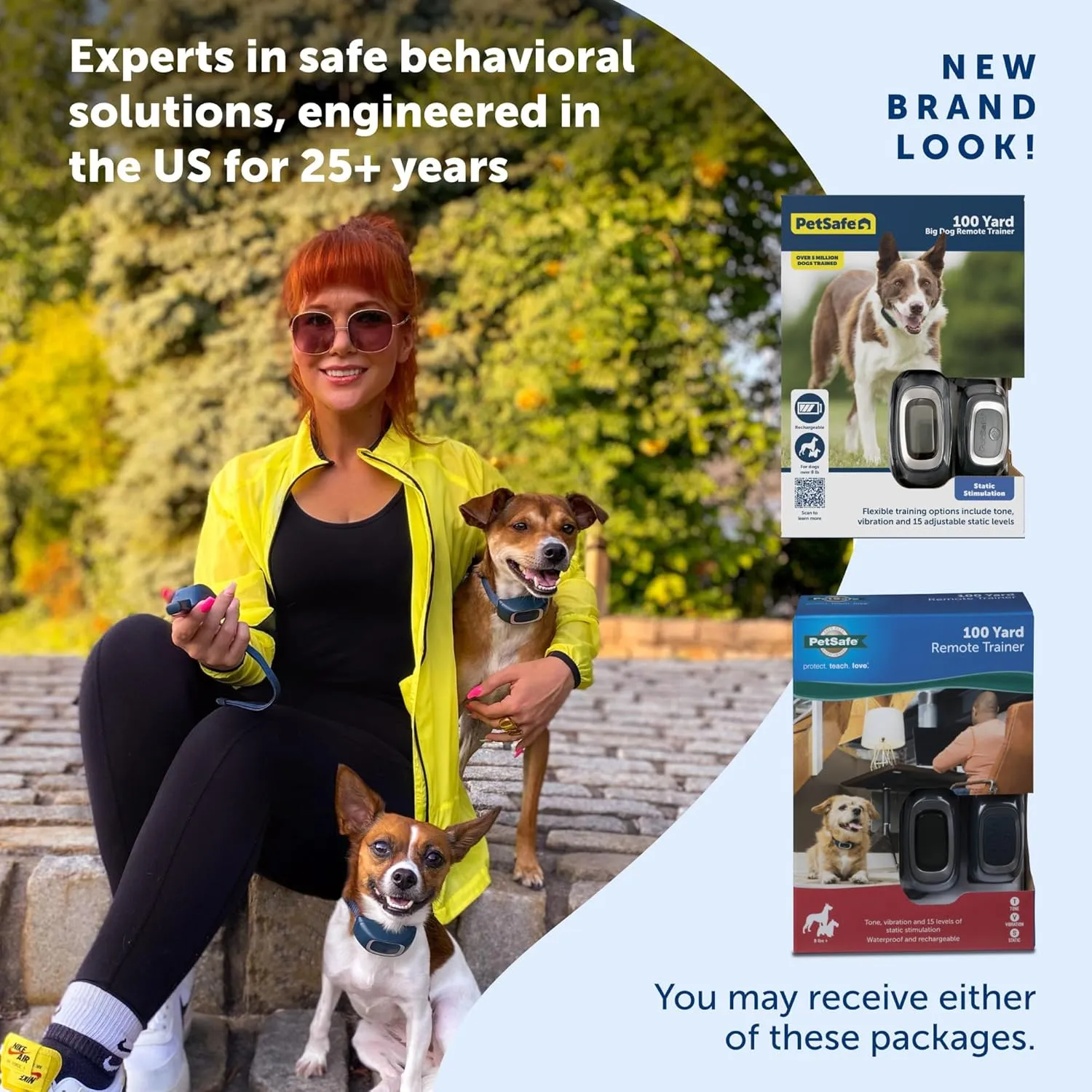 PetSafe Remote Trainer Dog Training Collar - 3 Training Modes: Tone, Vibration, 15 Levels of Static Stimulation, Standard for Dogs Over 8lb  - Waterproof, Durable, Rechargeable - 100 Yards (300 Feet)