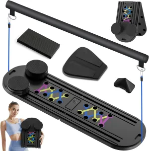 Pilates Board Pilates Reformer Set, Multifunctional Abdominal Pilates Board for Home Workout, 15-in-1 Foldable Ab Core Trainer Board, Solid Pilates Reformer Set for Full-Body Exercise