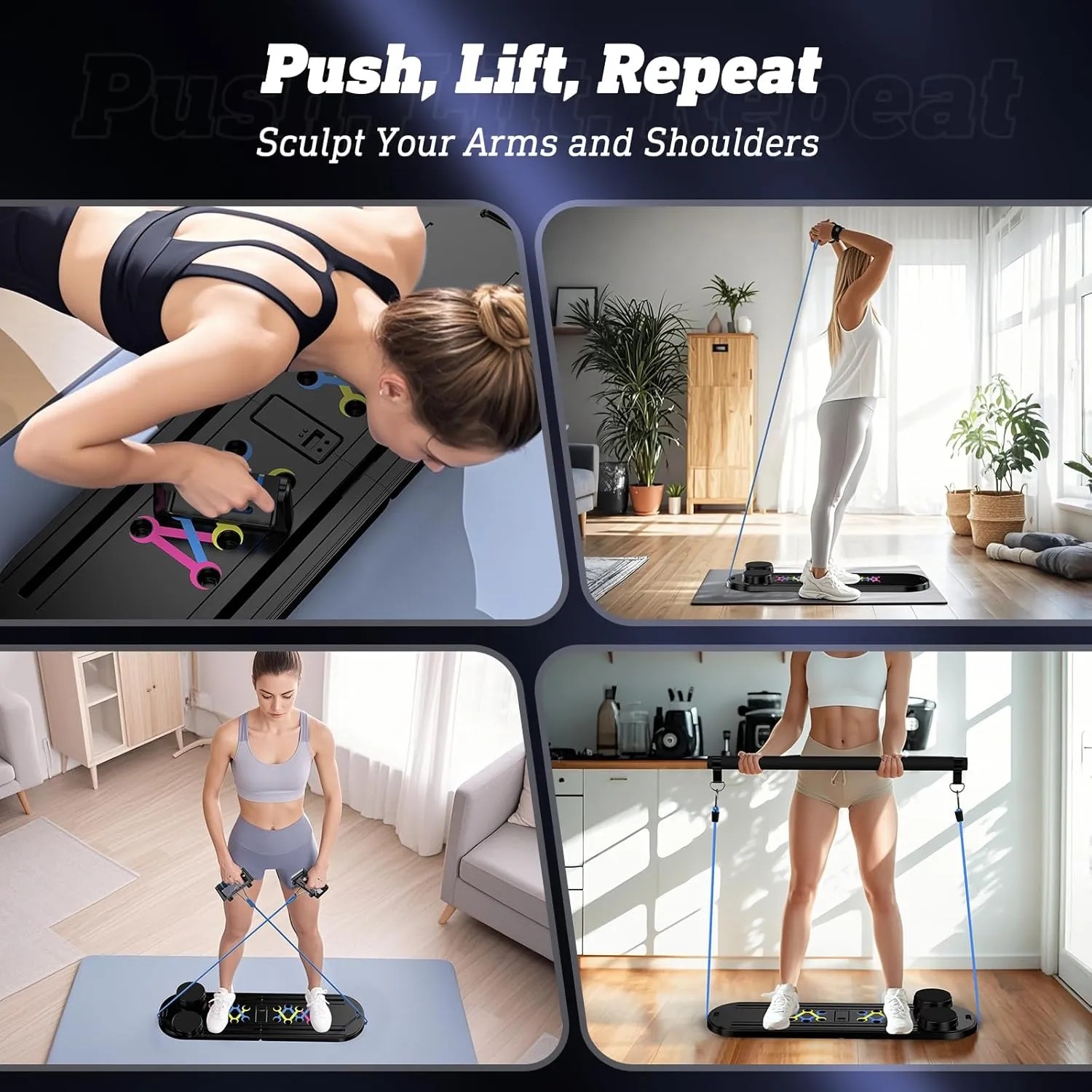 Pilates Board Pilates Reformer Set, Multifunctional Abdominal Pilates Board for Home Workout, 15-in-1 Foldable Ab Core Trainer Board, Solid Pilates Reformer Set for Full-Body Exercise