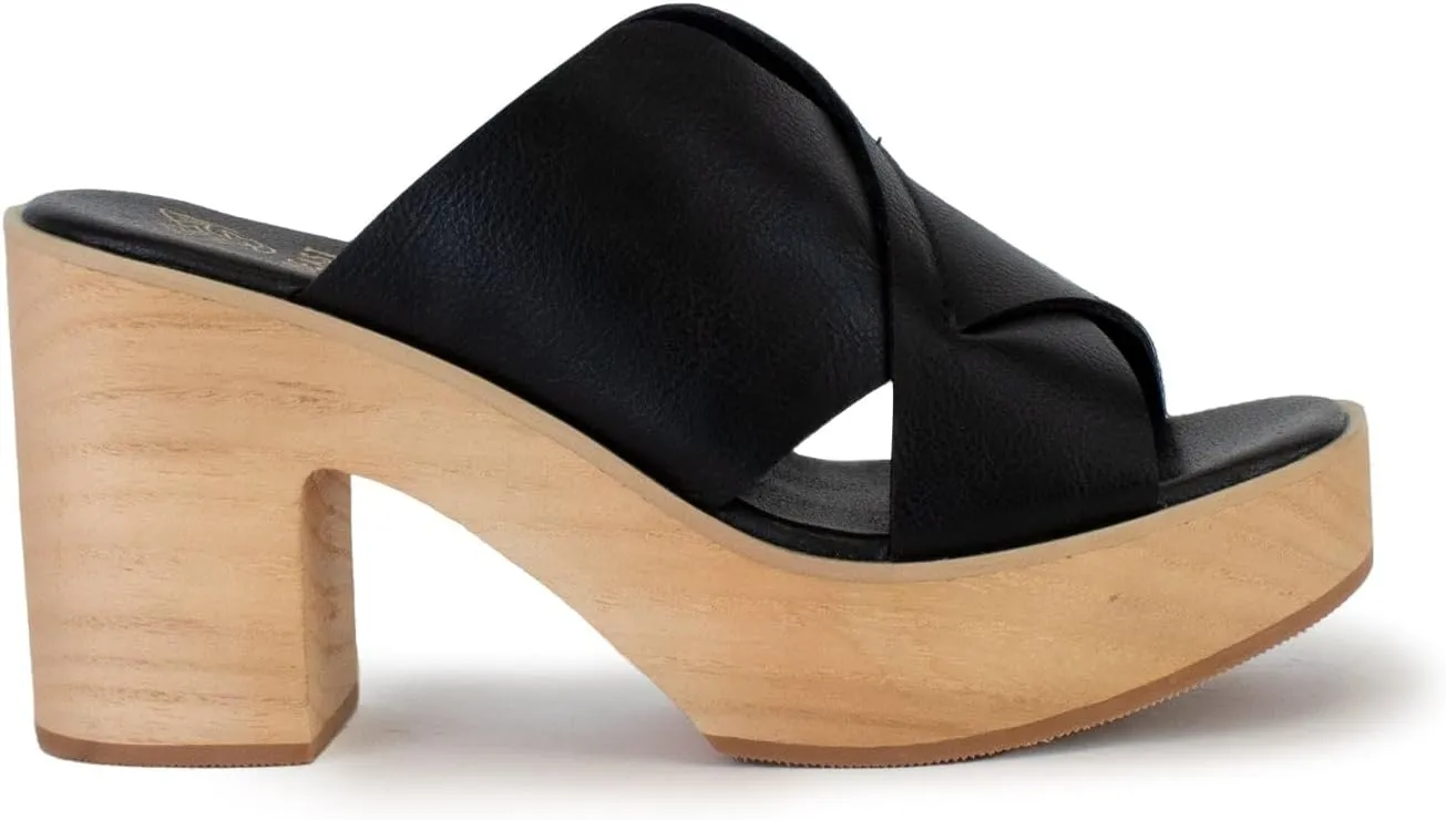 Platform Sandal for Women Wood Clogs Crisscross Heel Clogs Backless Slippers Peep Toe Sandal Slip On Slides Sandals