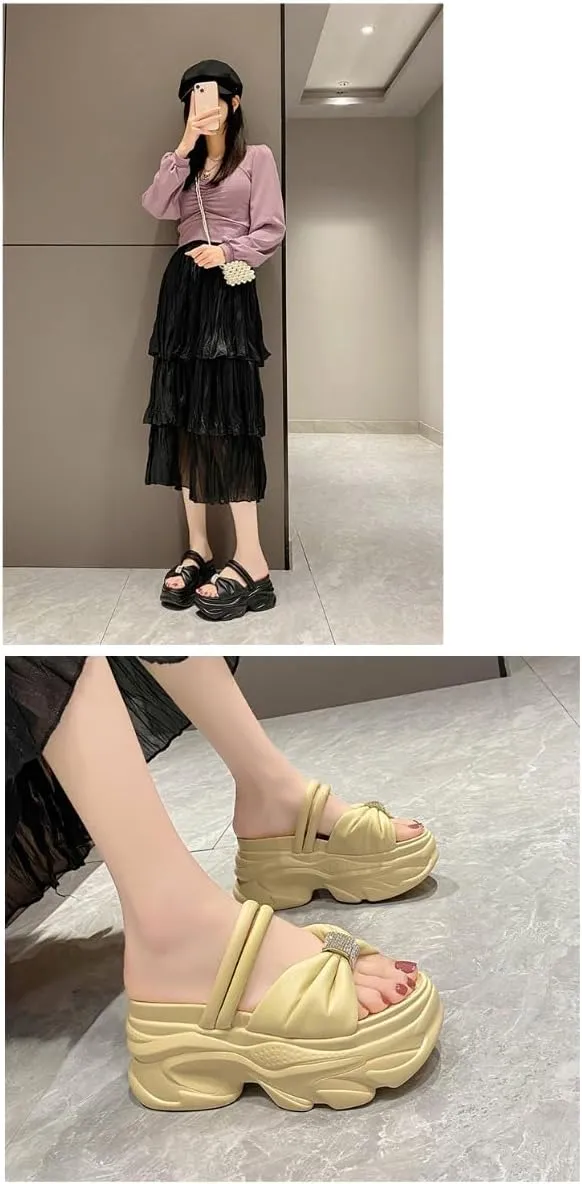 Platform Slippers Non-slip Height Up Fashion Girls Women Sandal Beach Outdoor Sandals