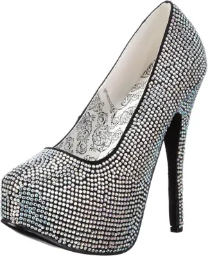 Pleaser Women's Teeze-06R/IRI Platform Pump,Iridescent Rhinestones,8 M US